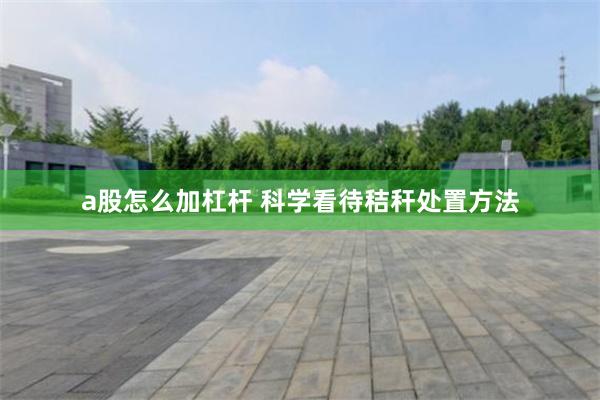 a股怎么加杠杆 科学看待秸秆处置方法